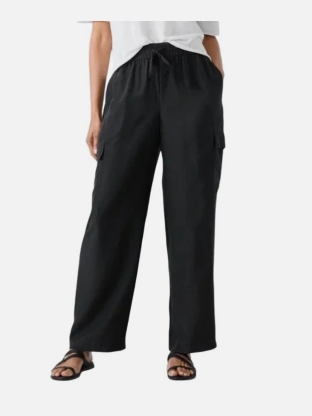 NWT Eileen Fisher Washed Silk Cargo Pants size XL